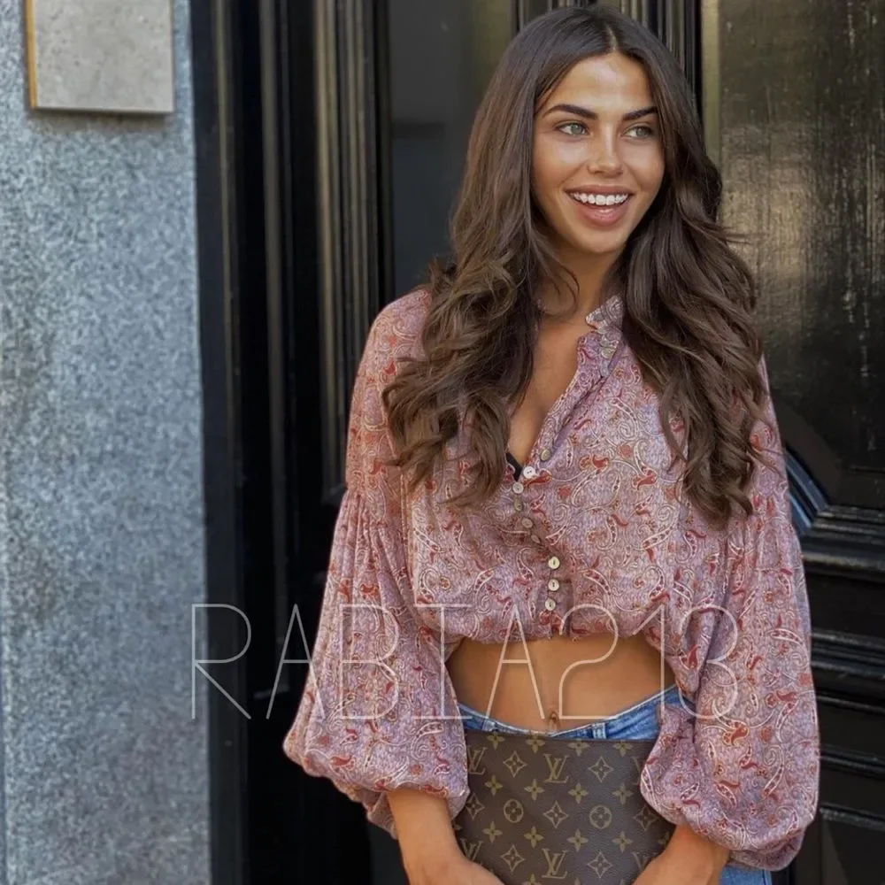 ZARA CROPPED PRINT BLOUSE